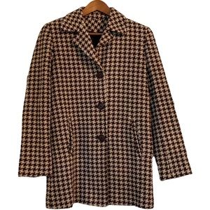 Women’s Wool Blend Tweed Jacket Coat Houndstooth Size 6